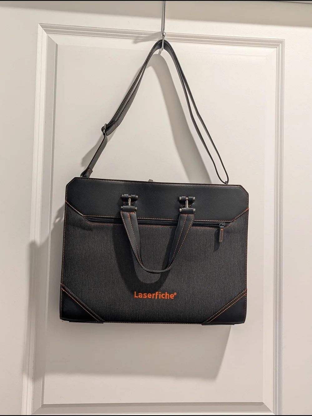 Laseficher. Black and Orange Laptop Briefcase - Professional Men's Bag